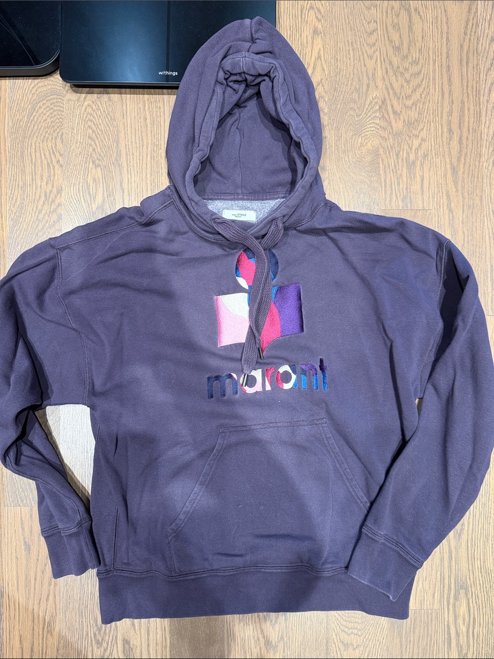 Isabel Marant Deep Purple Pullover Hoodie with Multicolor Logo